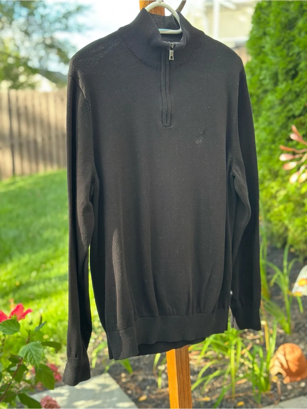 Nautica Mens Black Quarter Zip Sweater Size Large